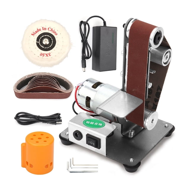 Mini Electric Belt Sander DIY Polishing Grinding Machine Multifunctional Grinder Cutter Edges Sharpener with 10PCS Sanding Belts ,Wide Use