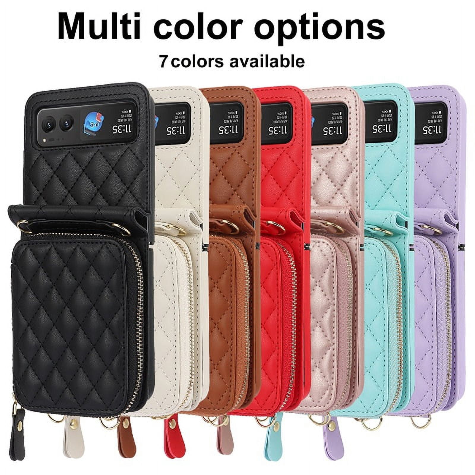 Crossbody leather zipper wallet phone case suitable for Moto razr40, lanyard and card Solt.