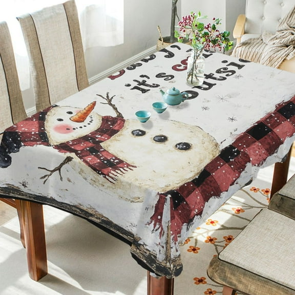 BZSMCE Square Tablecloth Smiled Snowman Pattern Pattern Tableclothes
