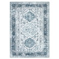 thumbnail image 3 of Yesurprise 9ft*12ft Large Vintage Area Rugs - Traditional Distressed Non-Slip Area Rugs with Floral Print, Stain Resistant, Low Pile Carpet Home Decor, Dusty Blue, 3 of 7