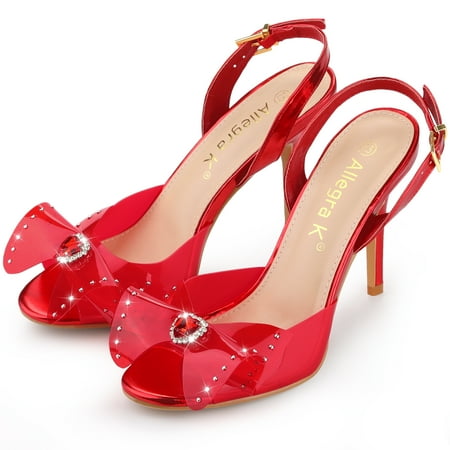 

Unique Bargains Women s Slingback Rhinestone Open Toe Stiletto Heels Sandals