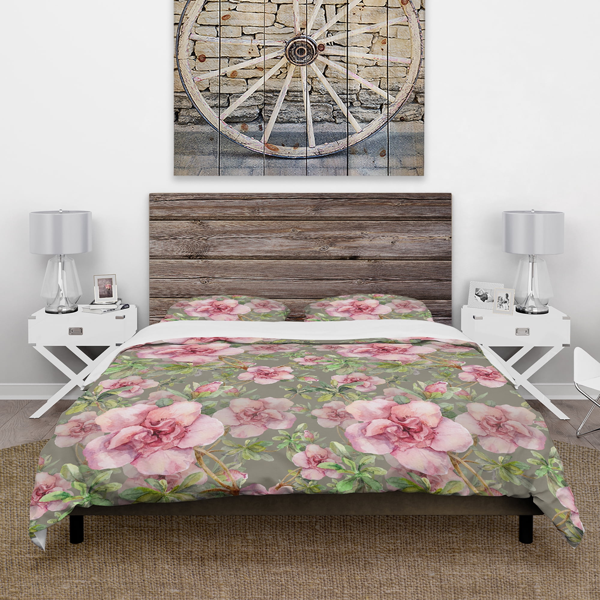 Designart 'Pink Blossoming Flower' Floral Duvet Cover Set