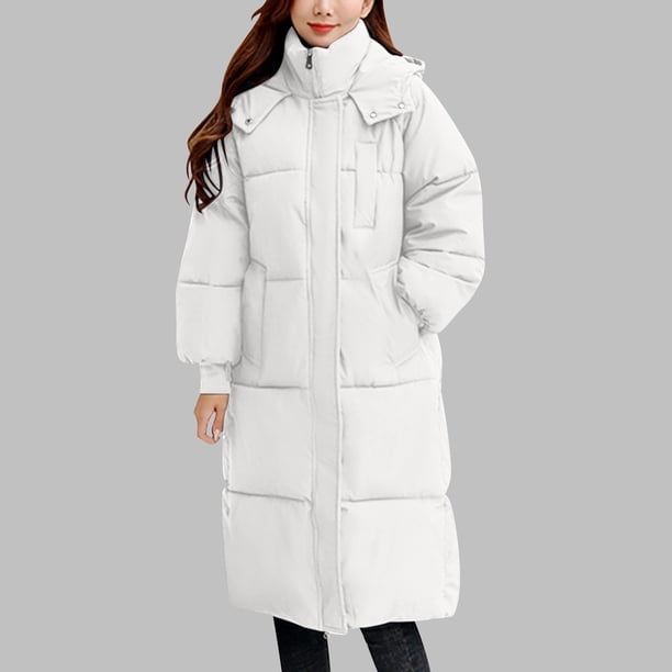 Chaquetas y abrigos casuales con capucha de manga larga y color liso para mujer