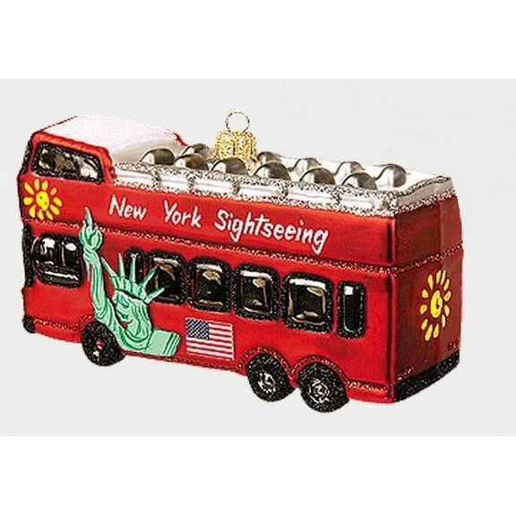 New York City Tour Bus NYC Polish Glass Christmas Ornament Travel Decoration