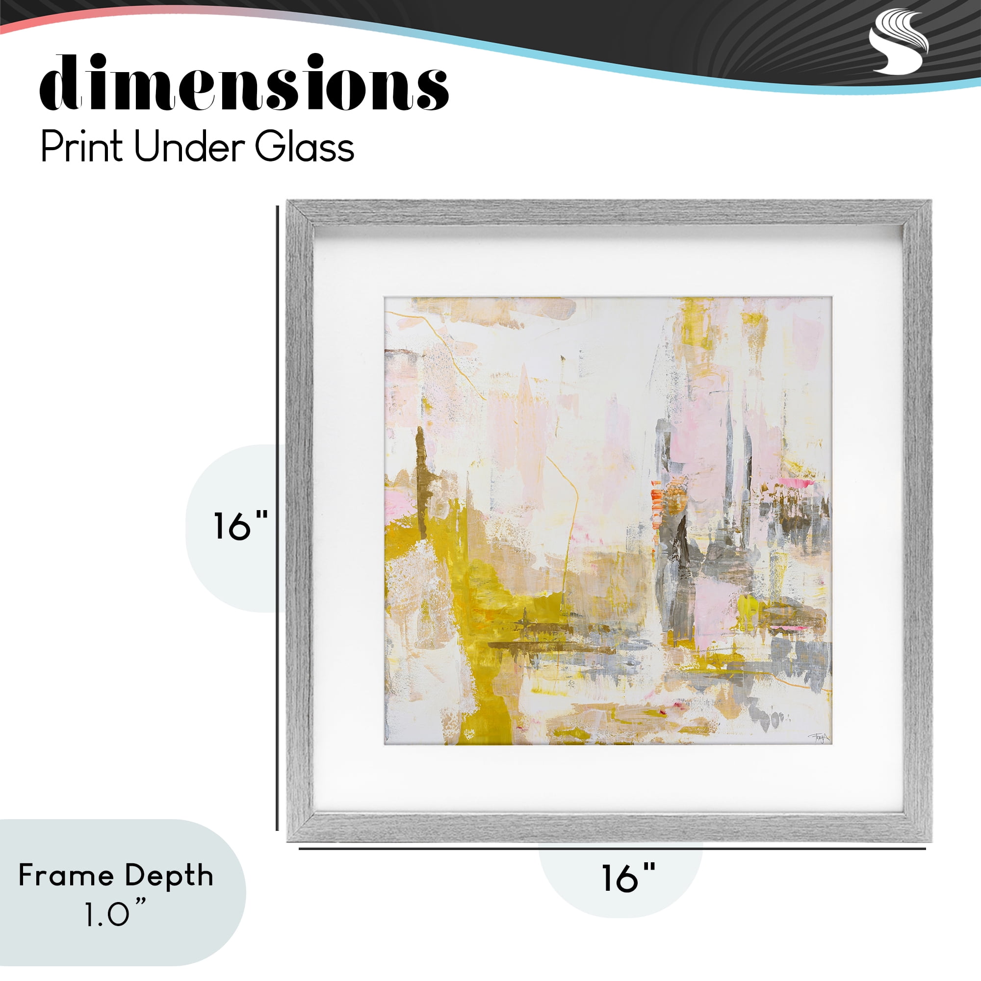 Stupell Industries New Age Yellow Abstract Gray Framed Print Under Glass, design by Design Fabrikken