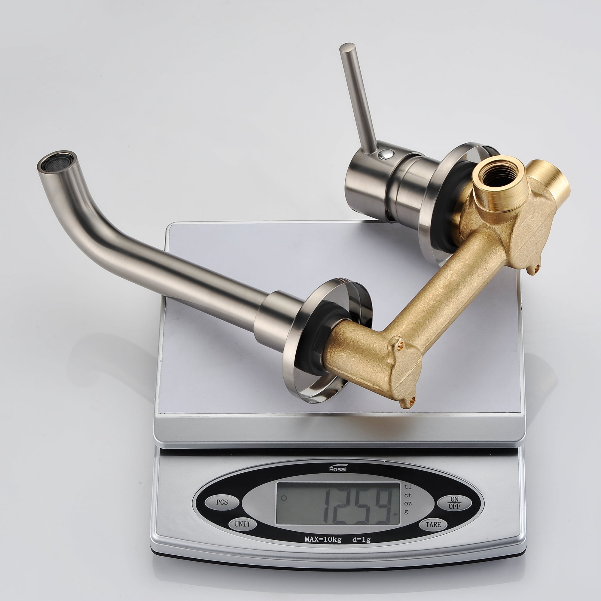 Sumerain Wall Mount Bathroom Sink Faucet Brushed Nickel,Single Handle Wall Mount Lavatory Faucet with Brass Rough-in Valve