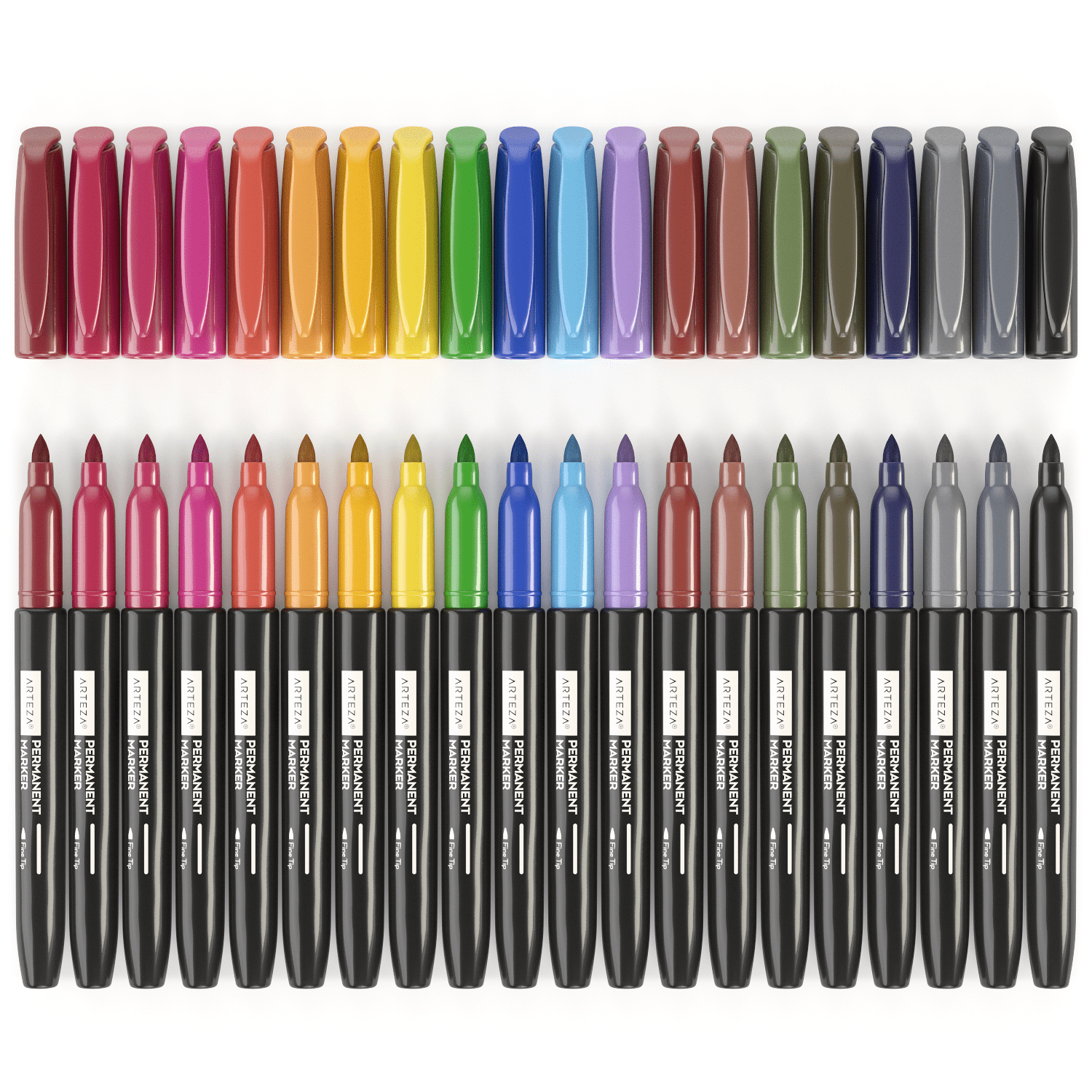 Arteza Permanent Markers, Classic Colors, Ultra Fine Tip - Set of 24