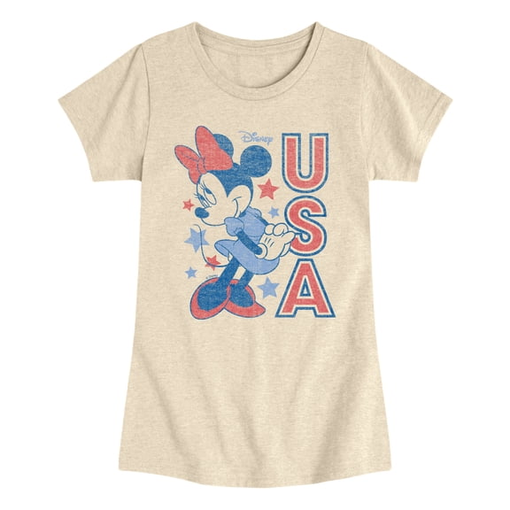 Disney - Minnie Usa - Youth Girls Fitted Short Sleeve T-Shirt