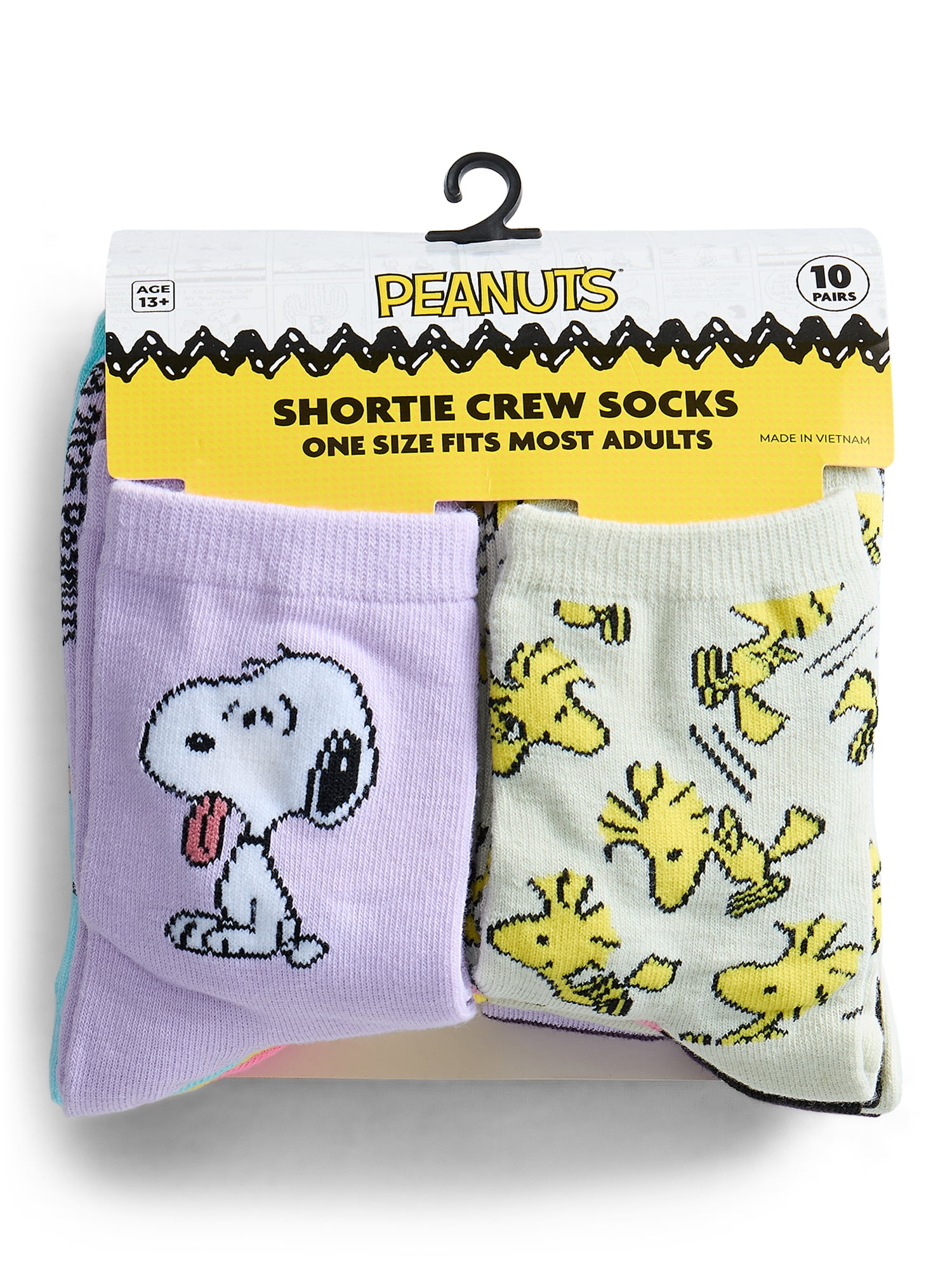 Peanuts Womens' Crew Socks, 10-Pack, Sizes 4-10
