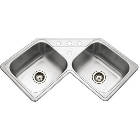 Houzer Lcr 3221 1 Legend Series Topmount Stainless Steel 4 Hole Corner Bowl Kitchen Sink
