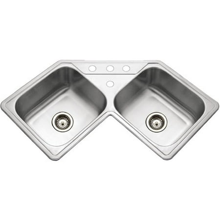 Houzer Lcr 3221 1 Legend Series Topmount Stainless Steel 4 Hole Corner Bowl Kitchen Sink