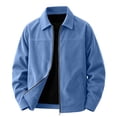 thumbnail image 2 of Ceisia Men's Point Collar Full Zip Corduroy Casual Jacket Long Sleeve Solid Color Trucker Outerwear For Autumn Gift, 2 of 9