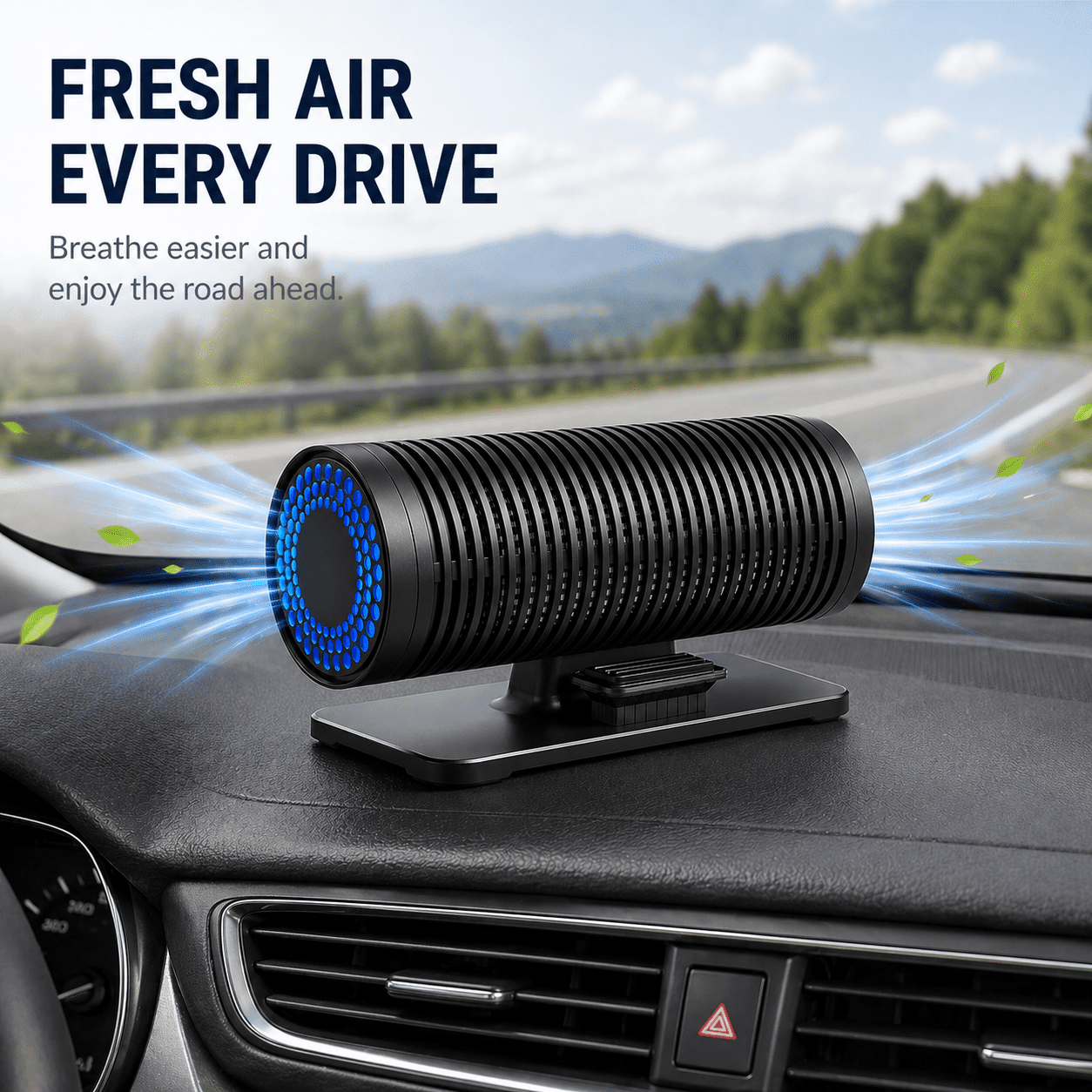 Car Air Purifier with HEPA Filter, Dual Fan Portable Air Cleaner for Smoke, Pet Odors and Dust, Ultra-Quiet Ionizer for Vehicle and Small Room, Aromatherapy Diffuser