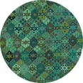 thumbnail image 1 of Ahgly Company Indoor Round Abstract Turquoise Blue Modern Area Rugs, 6' Round, 1 of 4