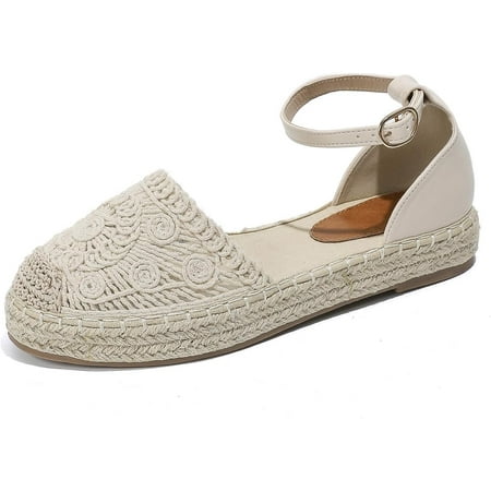 Women s Closed Toe Sandals Ankle Strap Espadrille Platform Sandals Hollow Out Flat Shoes
