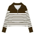 thumbnail image 4 of JTSRKL Kids Girls Long Sleeve Striped Color Block Print T-Shirts Loose Lightweight Casual Graphic Holiday Pullover Tops Trendy Soft Cotton Athletic Pocket Sweatshirts Brown 11-12 Years, 4 of 5