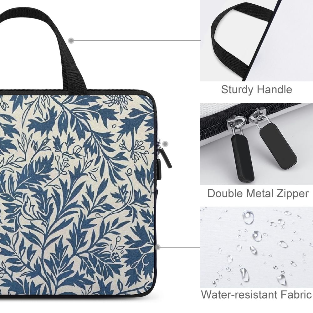 JRXY Floral Pattern Laptop Bag Diving Fabric Soft Carrying Travel Case Computer Protective Handle Case 15inch