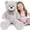 gray-teddy, variant on MorisMos 39in Soft Gray Teddy Bear Stuffed Animal, Curly Bear Plush Toy with Classic Plaid Bow