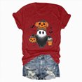 thumbnail image 5 of TOWED22 Halloween Shirts for Women Cute Ghost Shirt Fall Pumpkin Tshirt Crew Neck Graphic Tees Casual Short Sleeve Tops(Red,S), 5 of 5