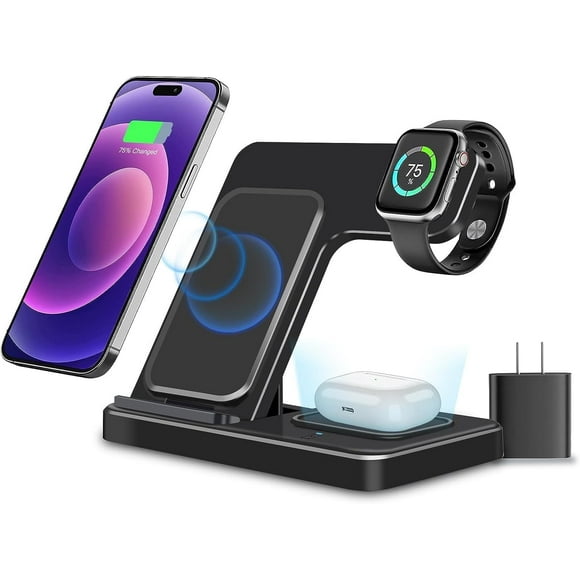 3 in 1 Wireless Charging Station, Foldable and Portable Phone Fast Multi Charger Stand for iPhone 15 14 13 12 11 Pro Max XS XR X 8 Plus iWatch Series and AirPods 3 2 Pro