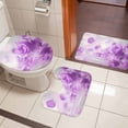 thumbnail image 5 of Purple Rose Bathroom Rugs Set Floral Reflection Non Slip Absorbent Soft Bath Mats 3 Piece Set with Bathroom Rug, U-Shaped Floor Mat, Toilet Seat Cover Small Size, 5 of 9