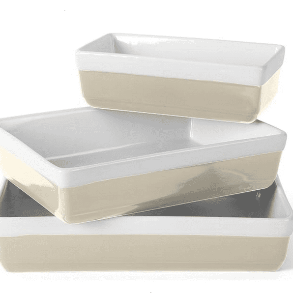 3 Piece Oven to Table Stoneware Bakeware, Baking Dish & Casserole Set- Grey