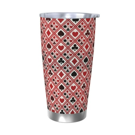 

Cauagu Poker Pattern 20oz Tumbler Stainless Steel Vacuum Insulated Tumbler with Lid Insulated Coffee Mug Thermal Cup with Splash Proof Sliding Lid-Without Straw