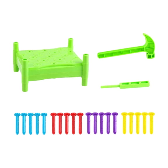 Knisume Hammer and Nail Toy - Fine Motor Skill Building with Hand-Eye Coordination Practice, Wooden Play Bench, Montessori-Inspired Creative Construction