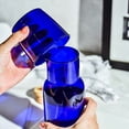 thumbnail image 2 of 3X Juego de Tazas de Té de Vidrio de Color Caramelo Transparente, Simple de Jugo para Beber Resistente Al con Jarra de Té, Botella de Agua, Azul, 2 of 2