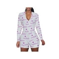 thumbnail image 2 of Fiomva Women´S Floral Bodycon Long Sleeve V-Neck Homewear Jumpsuit, 2 of 2