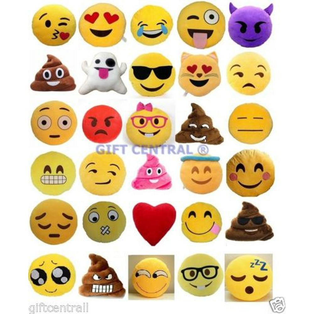 SET OF 5 EMOJI PILLOWS PLUSH & PLUSH® TM 12" Inch / 30cm Large Emoji