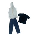thumbnail image 4 of Conjunto de 3 piezas de sudadera con capucha y pantalones sin mangas, escala 1/6, disfraz realista de moda, muñeca hecha a mano sudadera con capucha blanca, 4 of 8