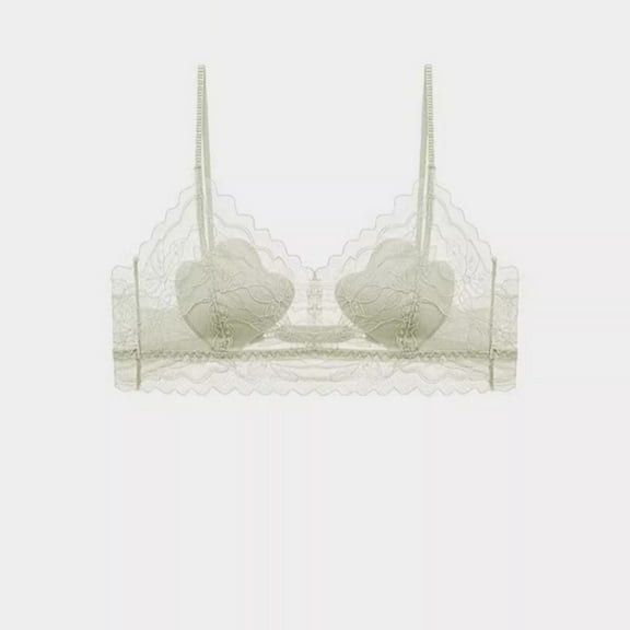 HongQid Women's Balconette Bra Lace Push Up Bras Wireless Thin See Through no Underwire