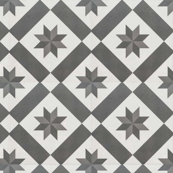 The Tile Life Astral Gray Star Matte Porcelain Floor & Wall Tile, 10 x 10 in, 16-Piece, Geometric