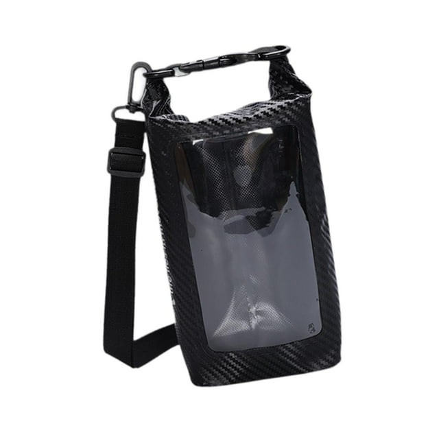 Bolsa seca impermeable para teléfono, bolsa flotante para kayak, bolsa deportiva para exteriores, bolsa de lona enrollable Negro
