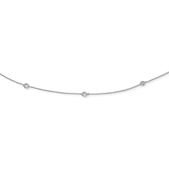 Auriga Fine Jewelry 925 Sterling Silver Rhodium-plated CZ 15-Station Necklace for Women 32"