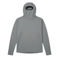 thumbnail image 4 of Aobny T-Shirts for Men Sun Shirt Solid with Mask Clothes Long Sleeve Hooded Big & Tall Mens Shirts Casual,Gray,L, 4 of 5