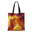 thumbnail image 1 of JSDART Sac Fourre-Tout en Toile Abstrait Coloré Géométrique Carreaux en Or Orange Rouge Réutilisable Épaule Courses Sac à Main, 1 of 1