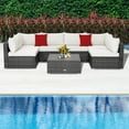 thumbnail image 3 of Gymax 7PCS Patio Rattan Sectional Sofa Set Outdoor Furniture Set w/ Off White Cushions, 3 of 10