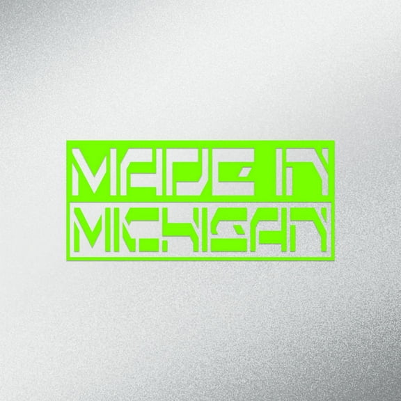 Made In Michigan Decal Sticker | 5.5-Inches By 2.5-Inches | Lime Green Vinyl
