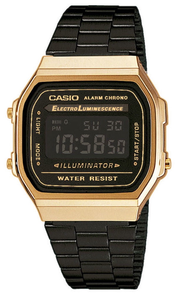 casio vintage retro a168 black gold