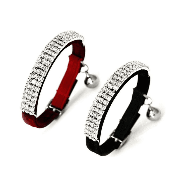 Gououd Collier pour Chat avec Pendentif Cœur en Strass Rouge+noir 2 Pcs