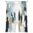 thumbnail image 2 of Abstract Color Block Sheer Curtains 108 Inches Long 2 Panels Black Gold Modern Oil Painting Art Light Filtering Semi Sheer Window Curtains Drapes for Bedroom Living Room 52"x108", 2 of 7
