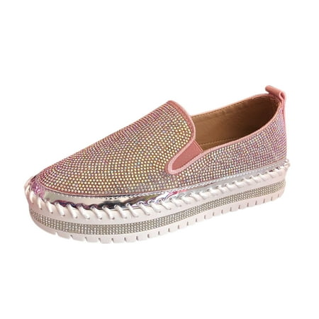 

nsendm Casual Womens Shoes 10 Flat Loafers Shoes Comfortable Shoes Crystal For Women s Womens Shoes Casual Sneakers Pink 10