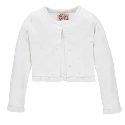 Rare Editions Little Girls 2T-6X White Long Sleeve Ruffle Trim Knit Shrug/Cardigan/Sweater