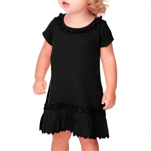 Kavio I1C0560 Infants Sunflower Short Sleeve Dress-Black-6M