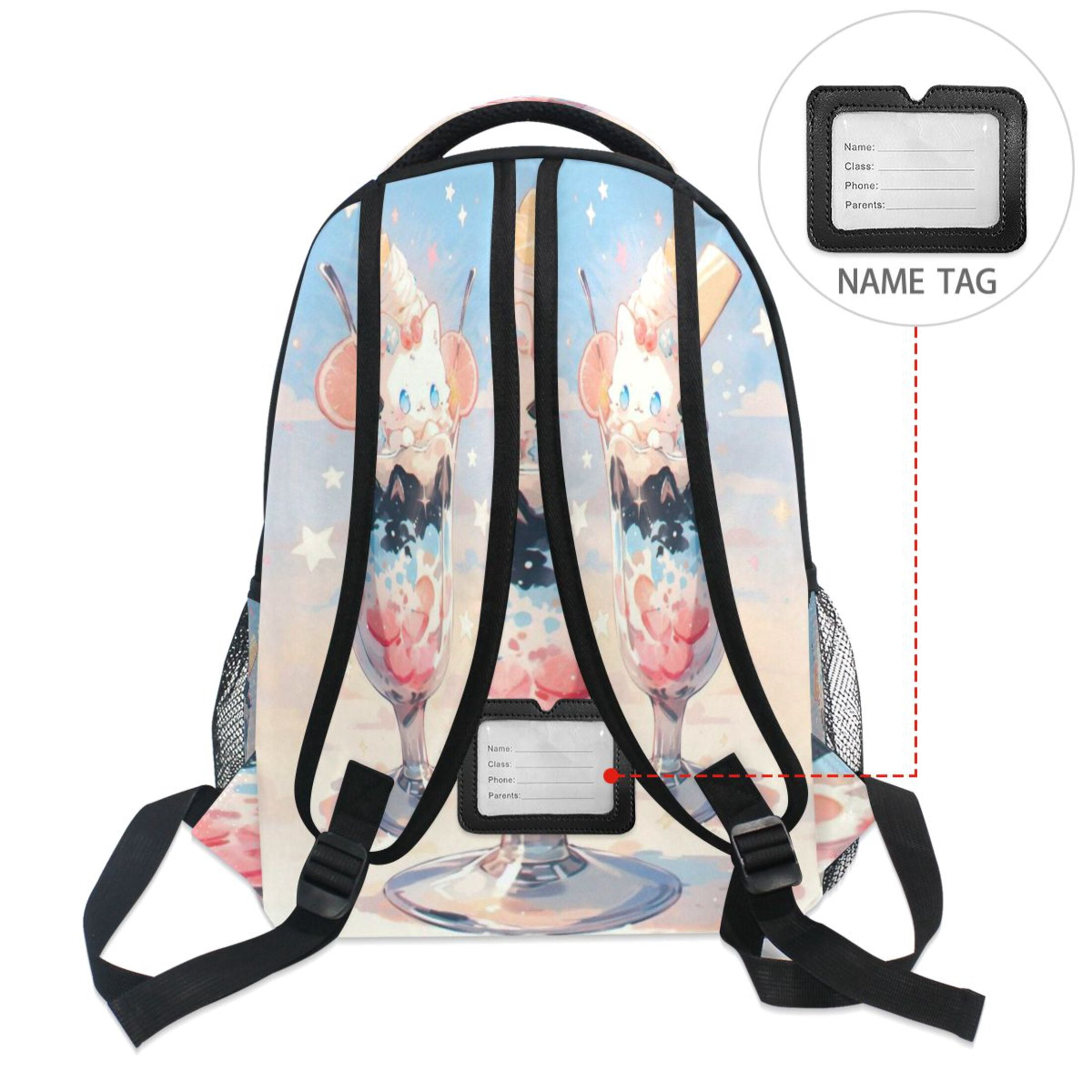 DIXRUYEE Backpack Schoolbag Cat Fruity Sundae Pattern 15L/18L 2-SIZE