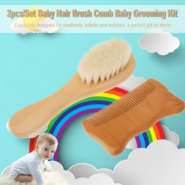 Acheter Ensemble brosse et peigne à cheveux pour enfants, 2  pièces/ensemble, pour nouveau-nés et tout-petits, poils souples