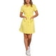 thumbnail image 2 of Vestido mini de ajuste y vuelo con cuello, bolsillos y cintura elástica para mujer Inspire Chic M Amarillo Brillante, 2 of 6