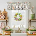 thumbnail image 2 of Easter Rabbits Valances for Windows, Watercolor Bunny Spring Red Yellow Blue Purple Floral Plant Valance Window Treatment Rod Pocket Short Curtains Valances for Kitchen Bathroom 54"W x18"L, 2 of 9